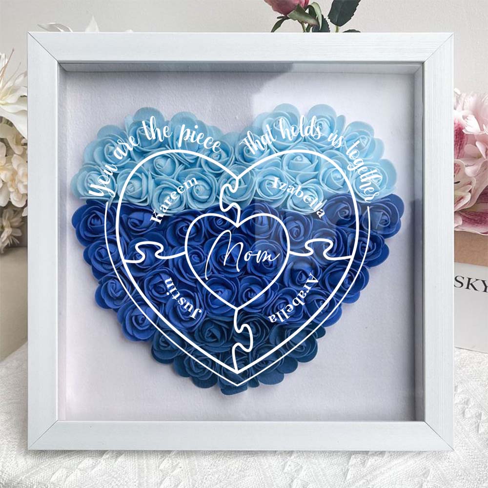 You Are The Piece That Hold Us Together - Personalized Flower Shadow Box