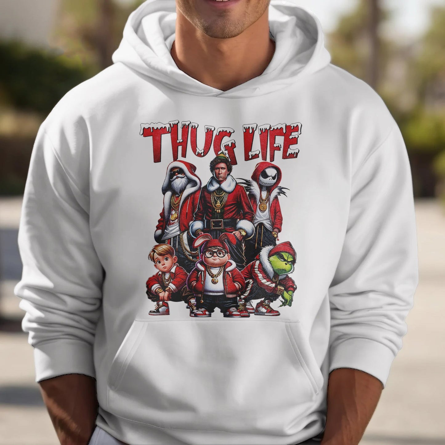 Custom Embroidered Gray Christmas Movie Character Sweatshirt