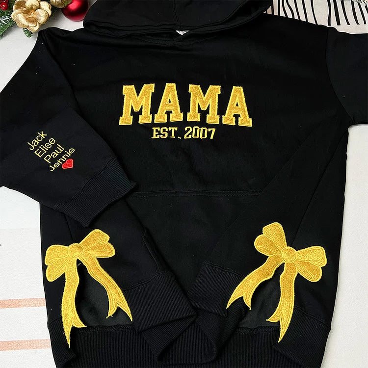 Customized Glitter Bow Embroidered Sweatshirt- Gift For Mom