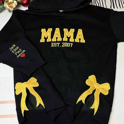 Customized Glitter Bow Embroidered Sweatshirt- Gift For Mom