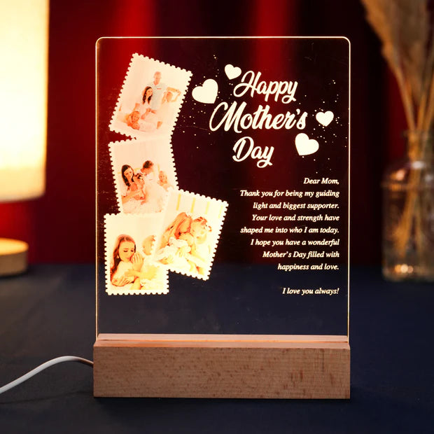 Custom LED Light Frame with Photos & Personal Letters - Gift for Mother's Day