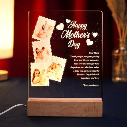 Custom LED Light Frame with Photos & Personal Letters - Gift for Mother's Day
