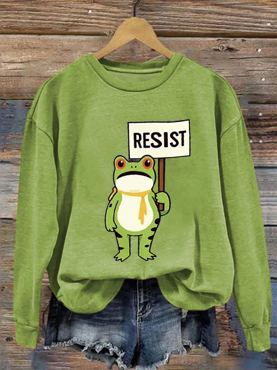 🔥Buy 3 Get 15% Off🔥Women's Retro Resist Frog Printed Round Neck Sweatshirt
