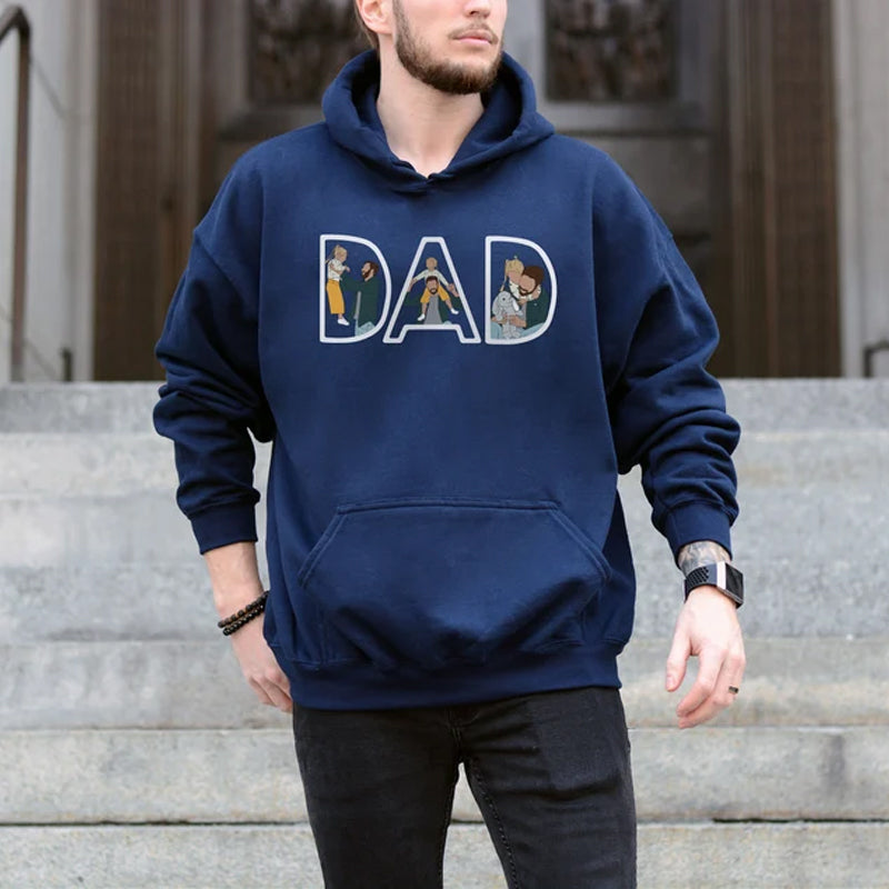 Personalized Dad Portrait Sweatshirt, Custom Photo Sweatshirt Gift for Dad, Fathers Day Gift