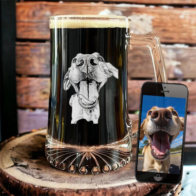 Etched Picture Rocks glass | Father's day, dad gifts, personalized whiskey glass, personalized glassware, custom portrait, unique dad gifts
