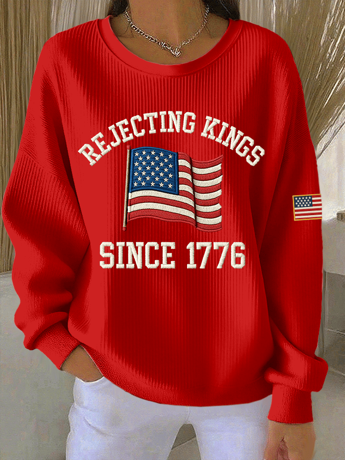 🔥Buy 3 Get 15% Off🔥Women's FDT Print Knit Crew Neck Long Sleeve Top