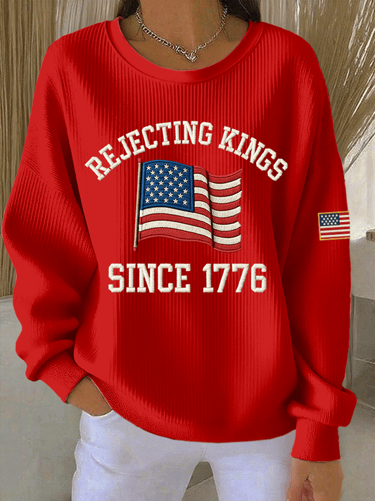 🔥Buy 3 Get 15% Off🔥Women's FDT Print Knit Crew Neck Long Sleeve Top