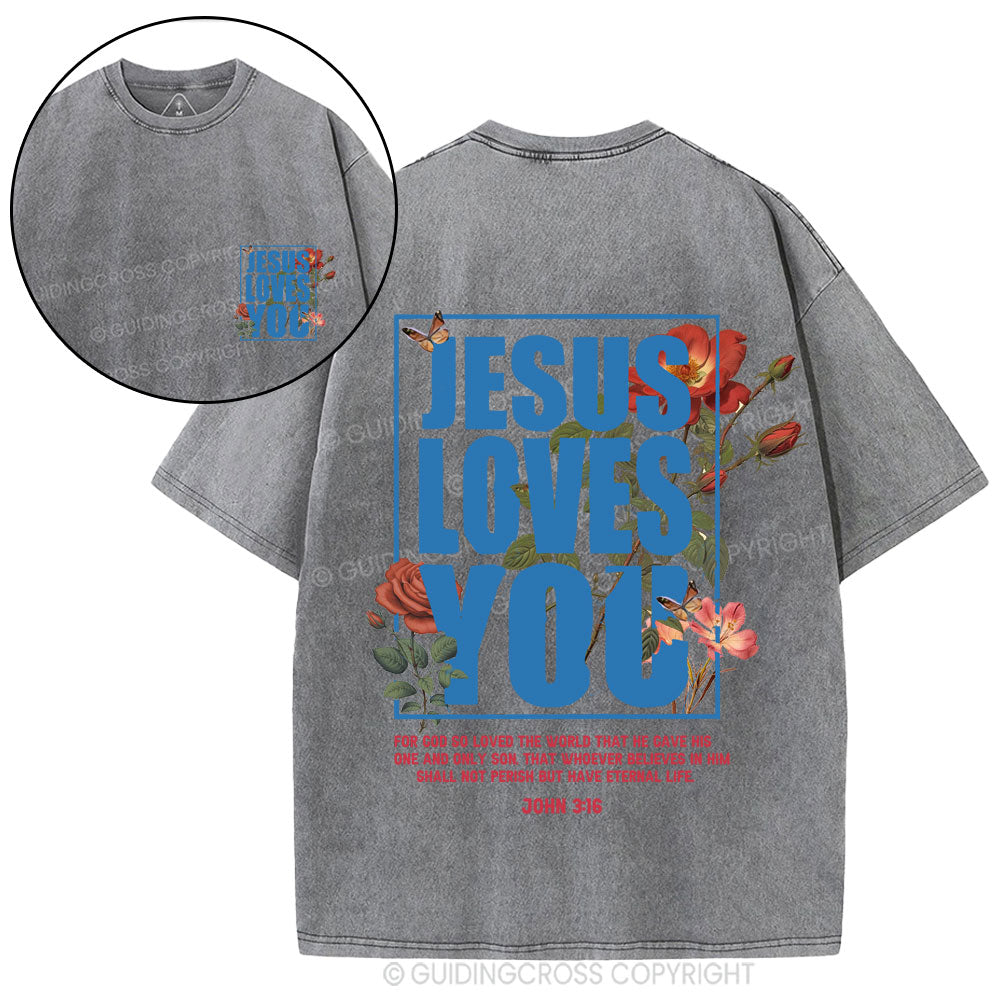 For God So Loved Christian Washed T-Shirt