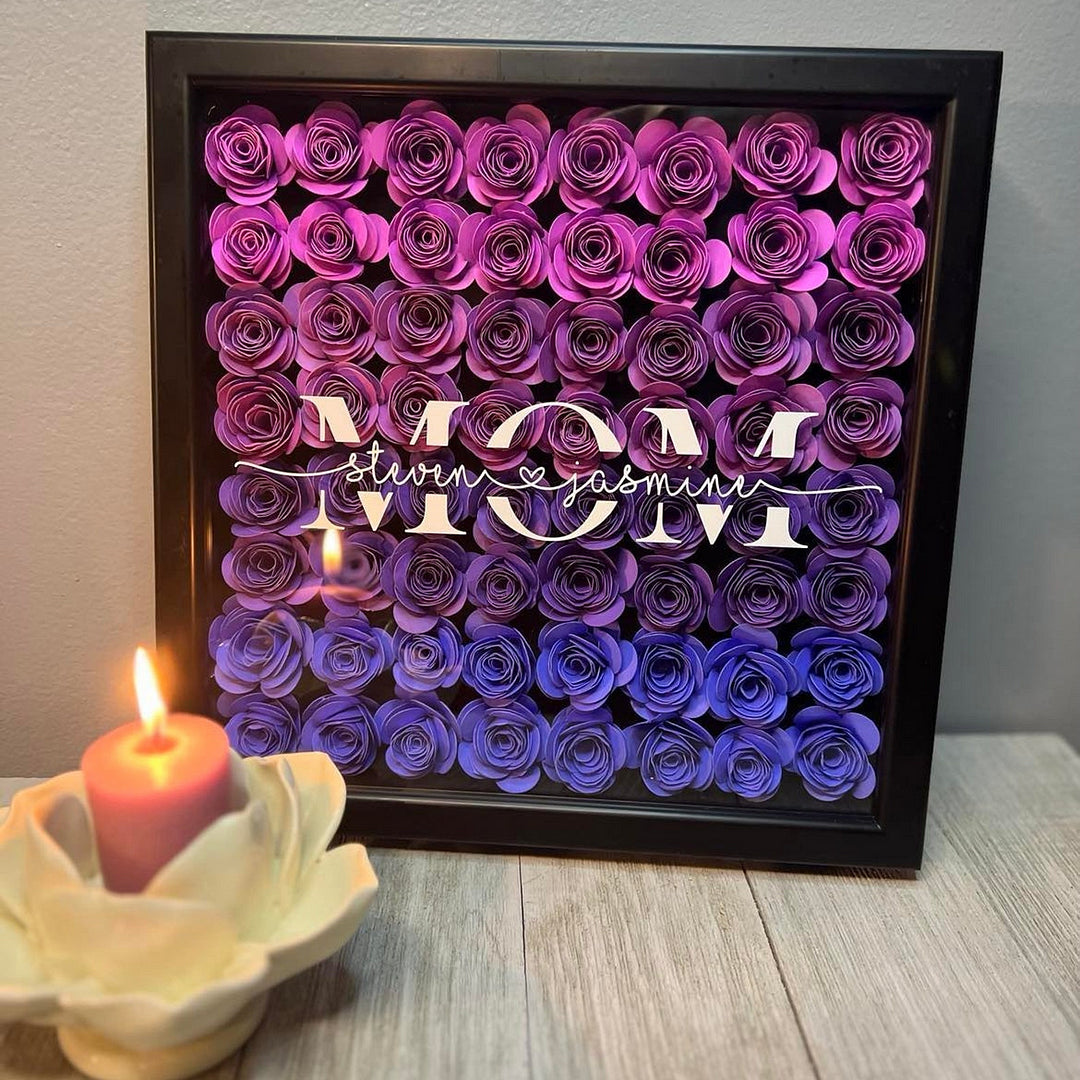 Personalized Mom Flower Shadow Box With Name