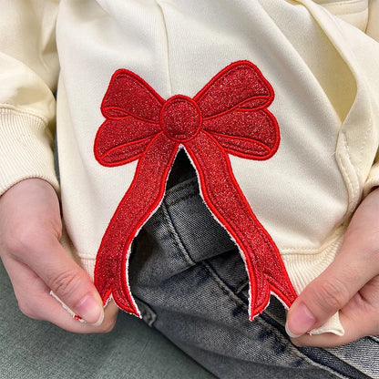 Customized Glitter Bow Embroidered Sweatshirt- Gift For Mom