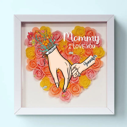 Family Love Blooms Forever – Personalised Mom & Grandma Flower Shadow Box with Names