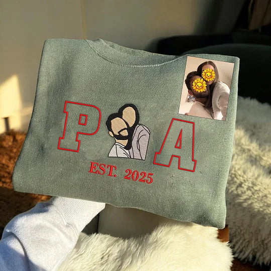 Loversdovey Personalized Embroidered Photo Couple Initial Est Year Crewneck/Hoodie/T-shirt