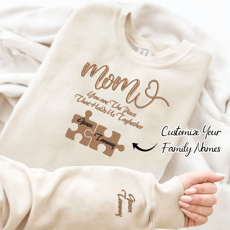Personalized Sweatshirt With Puzzle Embroidery Warm Gift For Family