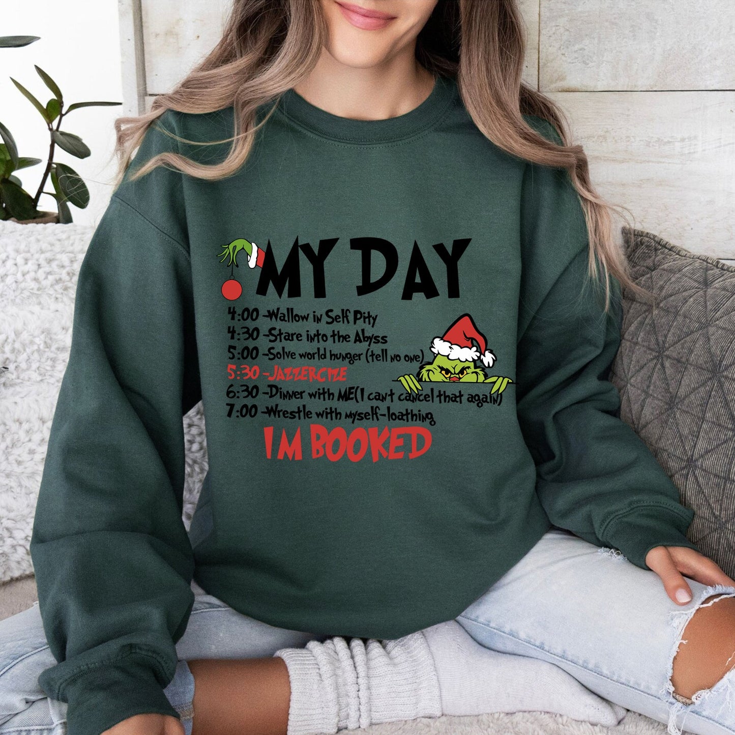Custom Embroidered I Booked My Day Christmas Sweatshirt | Christmas Gifts