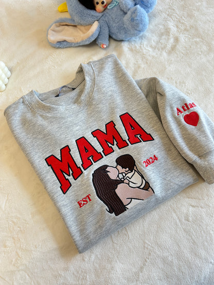Custom Dad Photo Embroidery with nickname T-shirt/ Sweatshirt /Hoodie