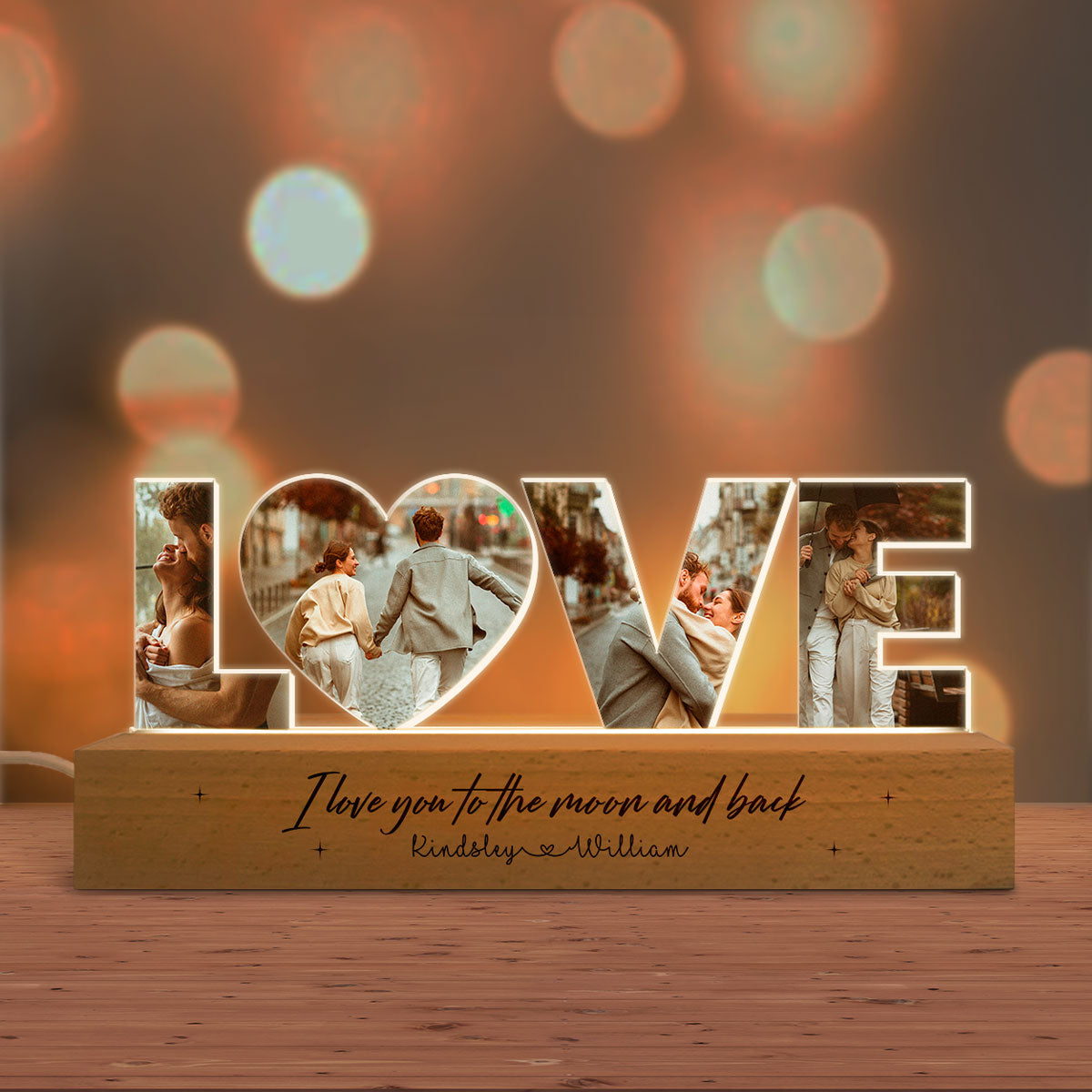 Personalized Couple Photo Collage Night Light, Custom Wedding Photo Gift, Anniversary Gift, Gift for Couple, Gift for Girlfriend Boyfriend