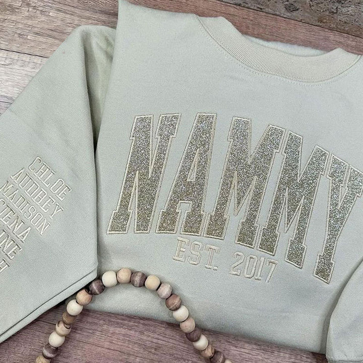 Custom Applique Glitter Embroidery Mom Sweatshirt - Mother's Day Gift