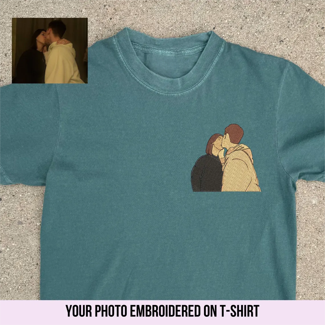 Custom EMBROIDERED Couple Portrait on Crewneck-Unique Gift for Him and Her