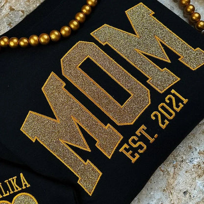 Custom Applique Glitter Embroidery Mom Sweatshirt - Mother's Day Gift
