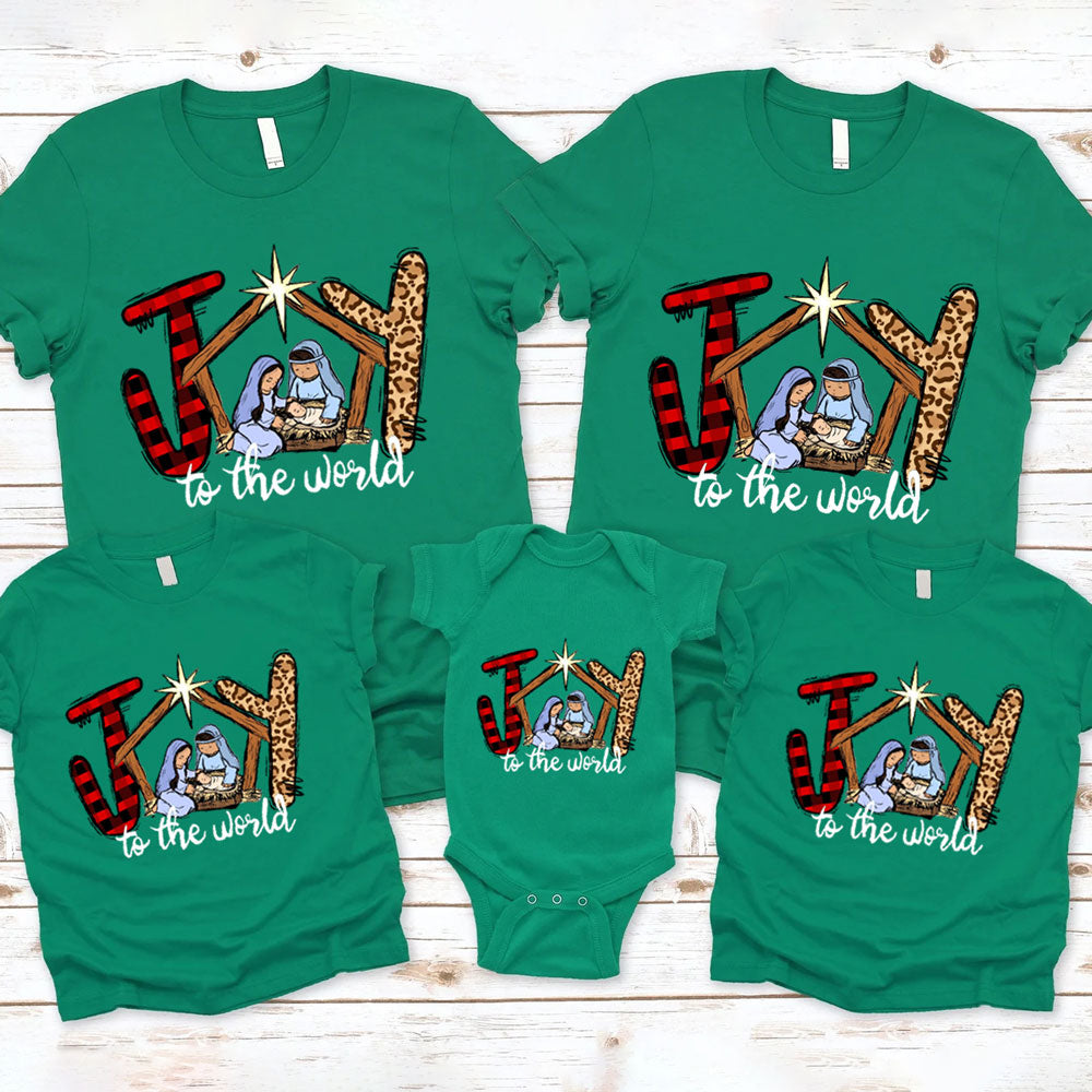 Joy to the World Christian Christmas Family Matching Shirts