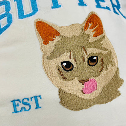 Custom Embroidered Pet Portrait Pillow Cushion With Pet Name, Pet Lover Gift