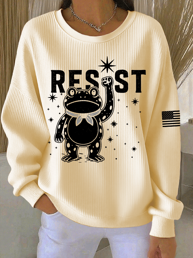 🔥Buy 3 Get 15% Off🔥Women's FDT Print Knit Crew Neck Long Sleeve Top