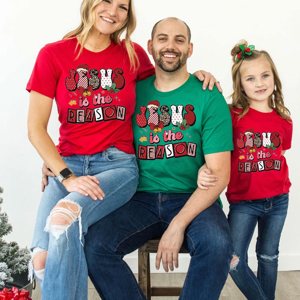 Jesus Is the Reason Religious Christmas Family Matching Shirts