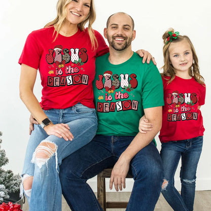 Jesus Is the Reason Religious Christmas Family Matching Shirts