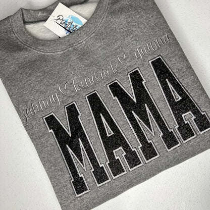 Custom Applique Glitter Embroidery Mom Sweatshirt - Mother's Day Gift