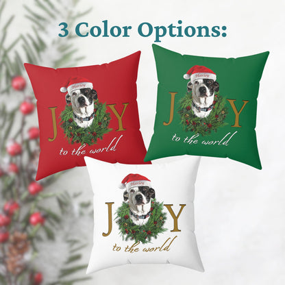 Custom Personalized Dog Christmas Pillow, Custom Joy to the World Dog Pillow, Christmas Pet Gift
