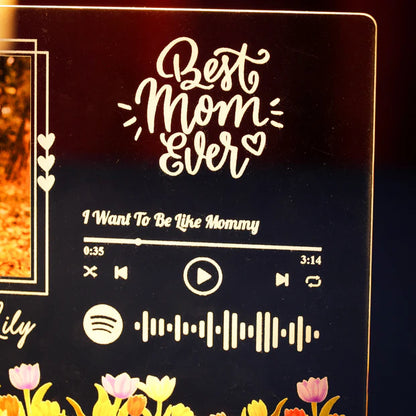 Custom LED Light Frame with Music Player - Celebrate Mom with Photos, Names & Your Special Message