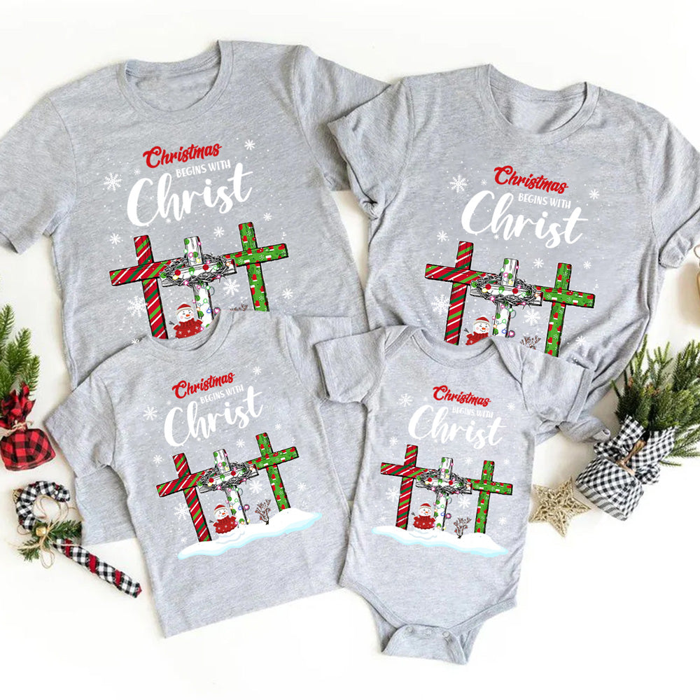 Christmas Begins with Christ Family Matching Shirts