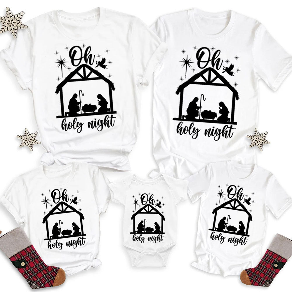 Oh Holy Night Christmas Family Matching Shirts