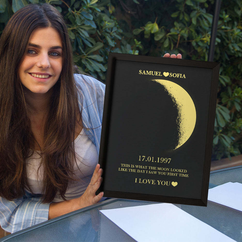For Couples - Custom Couple Art Frame/ REAL MOON PHASE