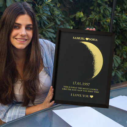 For Couples - Custom Couple Art Frame/ REAL MOON PHASE