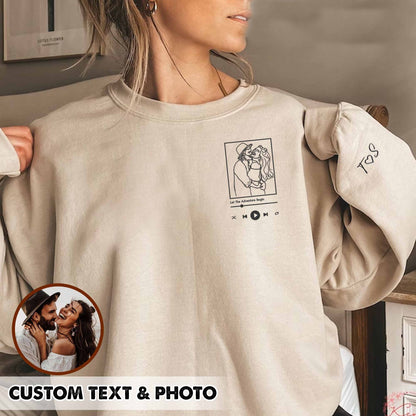 Custom Photo Love Song For Couple Embroidered Crewneck/Hoodie/T-shirt
