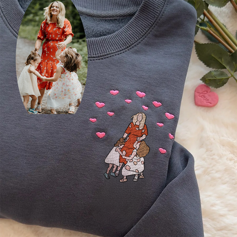 💕Loversdovey Custom Embroidered Portrait Sweatshirt from Photo For Mom