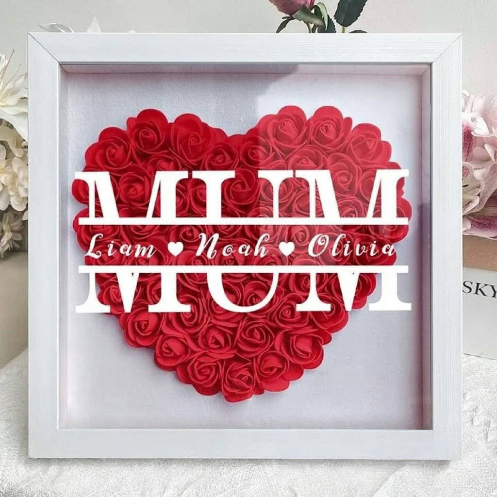 Personalized Mom Flower Shadow Box With Name