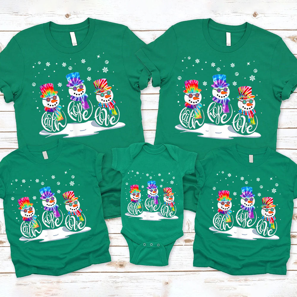 Christmas Faith Hope Love Snowman Family Matching Shirts