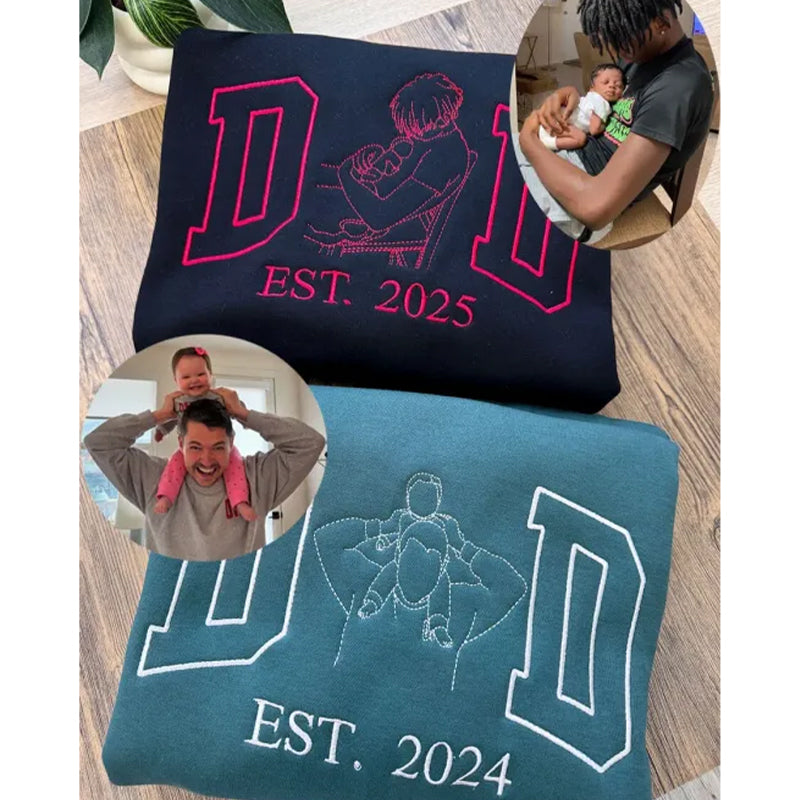 Custom Dad Shirt - Embroidered Portrait Shirt with Photo - Unique Gift for Dad and Family