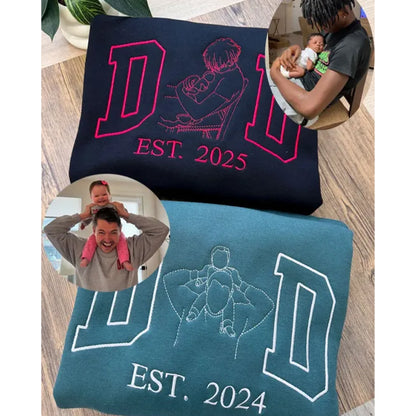 Custom Dad Shirt - Embroidered Portrait Shirt with Photo - Unique Gift for Dad and Family