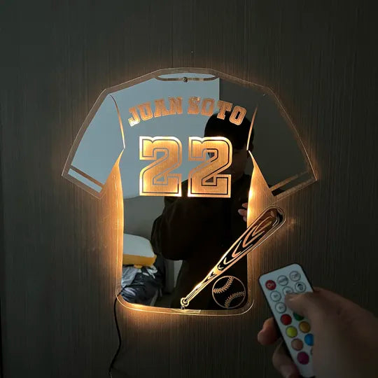 Personalized LED Cool Mirror Lights for Baseball Fans