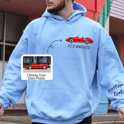 Personalized Printed Custom Car Art Sweatshirt, Custom Vehicle Sweater, Personalized Dad Gift