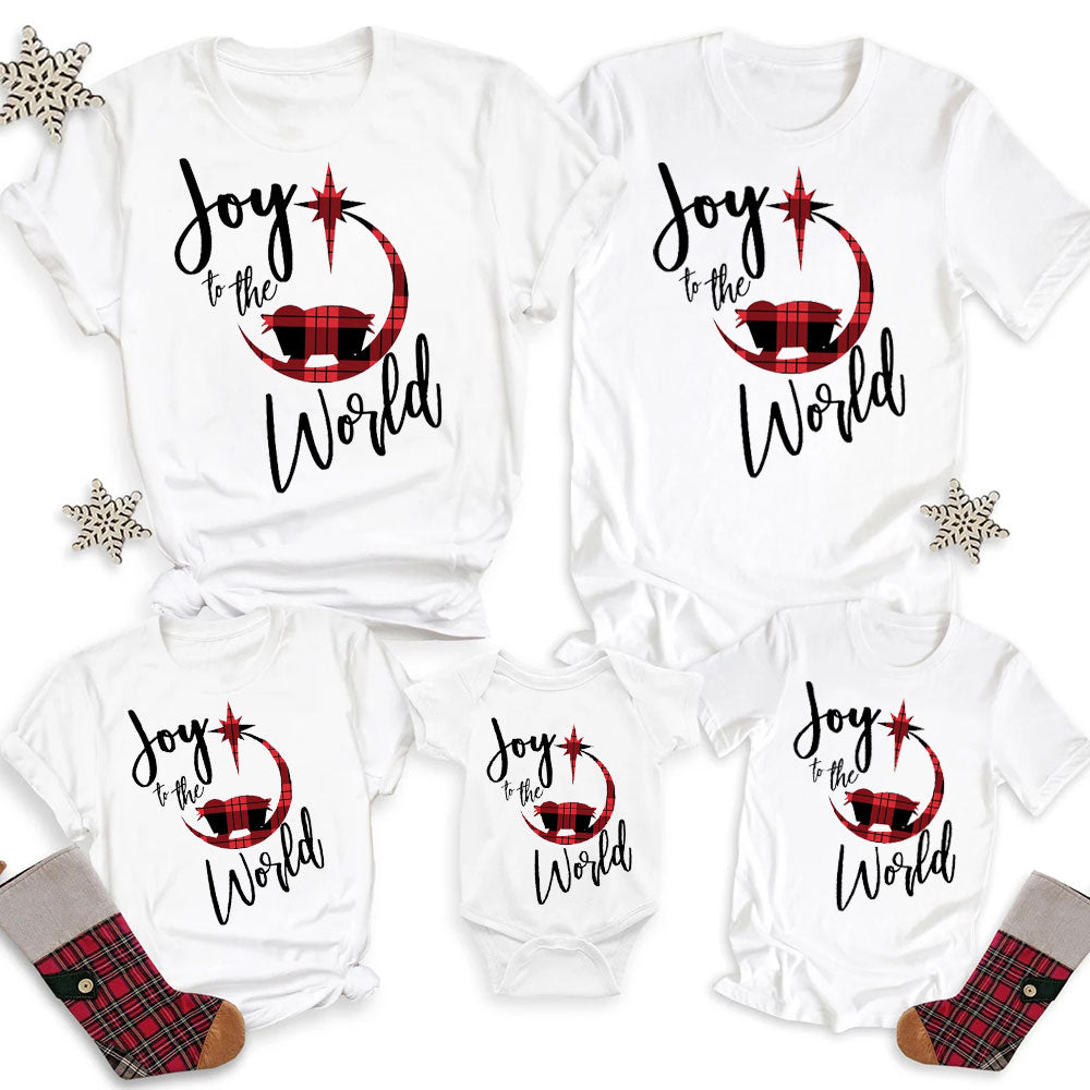 Joy to the World Nativity Christmas Family Matching Shirts