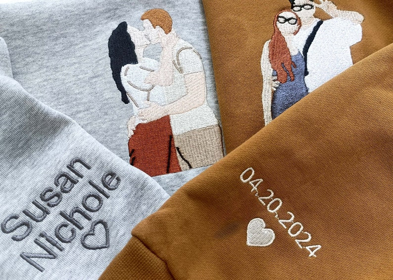Loversdovey Custom Embroidered Portrait from Photo Sweatshirt