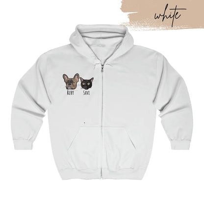 Custom Embroidered Pet Portrait Hoodie Zip Up Hoodie