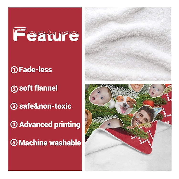 Custom Christmas Photo Blanket,Christmas Blanket Personalized Pet Faces Blankets