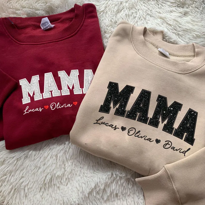 Custom Applique Glitter Embroidery Mom Sweatshirt - Mother's Day Gift
