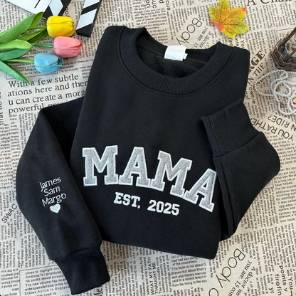 Custom Applique Glitter Embroidery Mom Sweatshirt - Mother's Day Gift