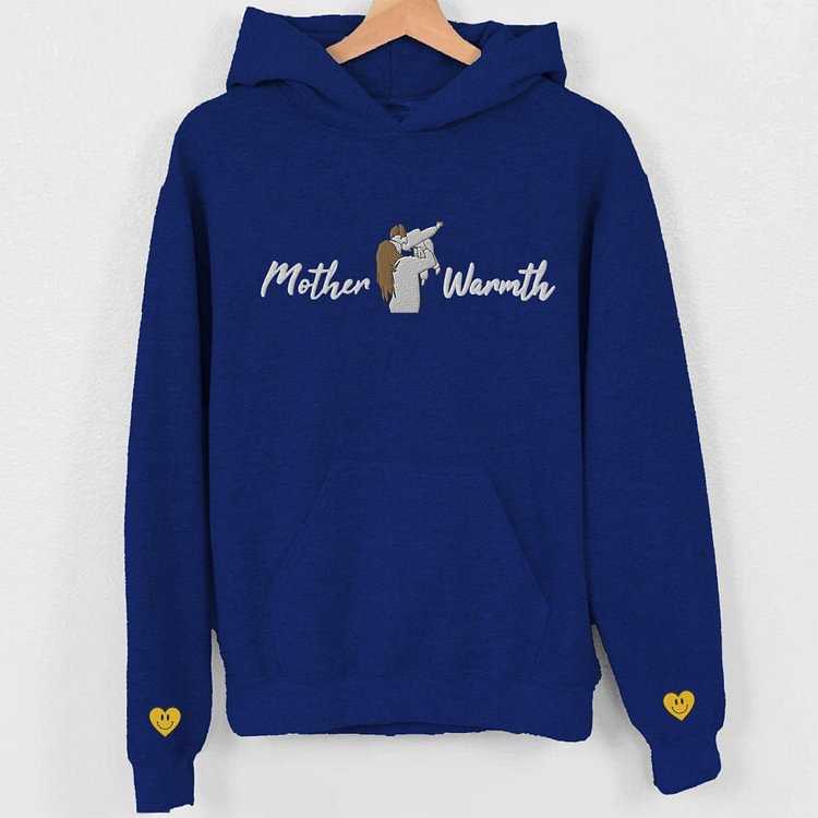 Hoodie With Photo Embroidery Personalized Custom Portrait Mom Hoodie